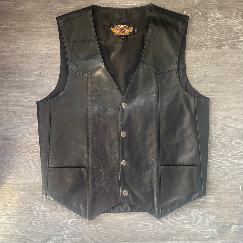 black harley-davidson leather vest